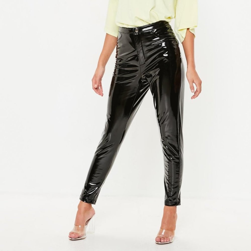 NWT Missguided Black Vinyl Trousers
